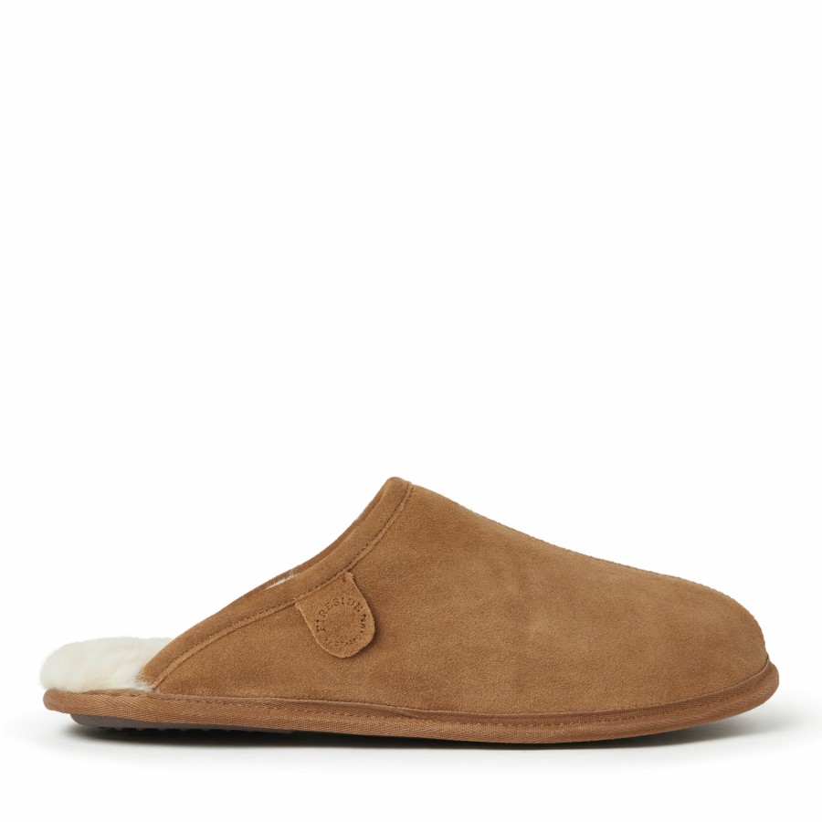 Men Dearfoams Slippers | Men'S Fireside By Dearfoams Warwick Genuine Shearling Scuff Slipper