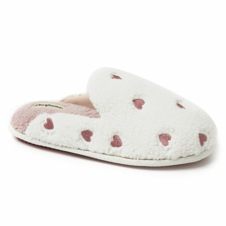 Women Dearfoams Clog & Scuff Slippers | Women'S Teddy Heart Scuff