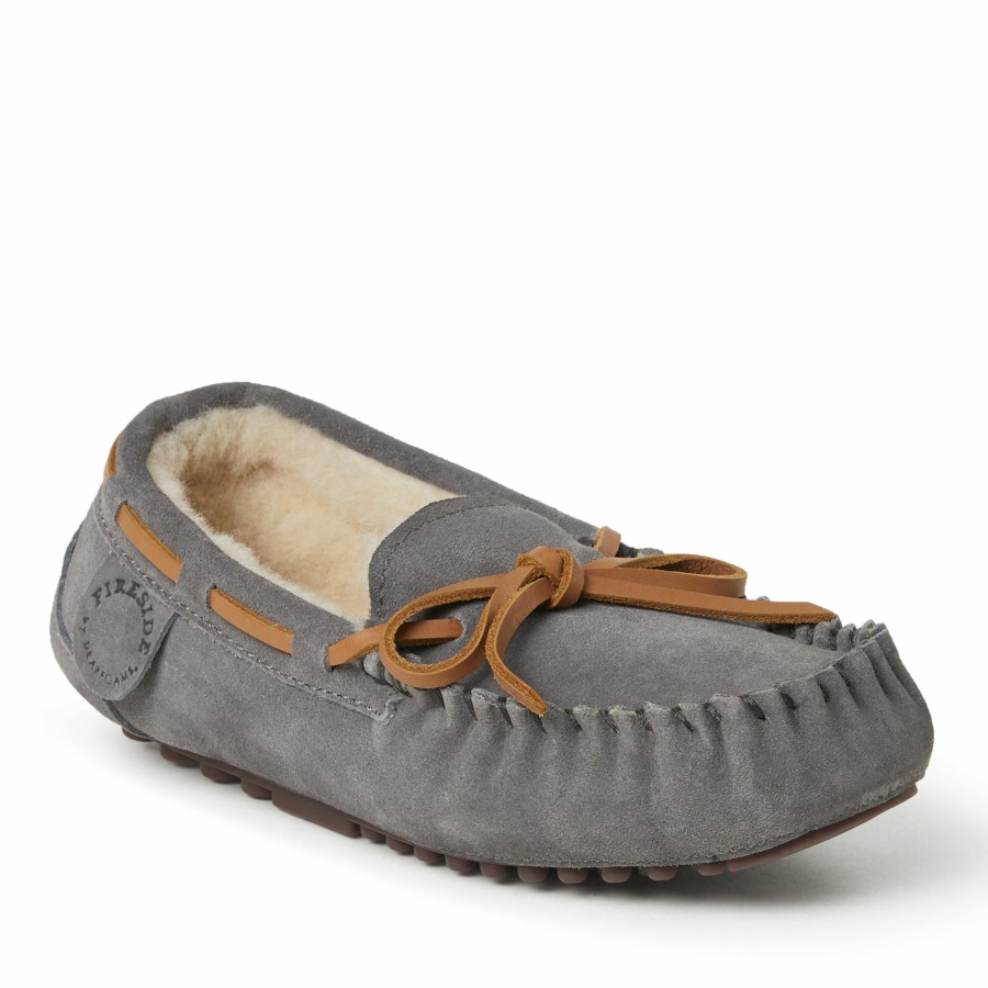 Kids Dearfoams Slippers | Kid'S Fireside By Dearfoams Parke Genuine Shearling Moccasin Slipper