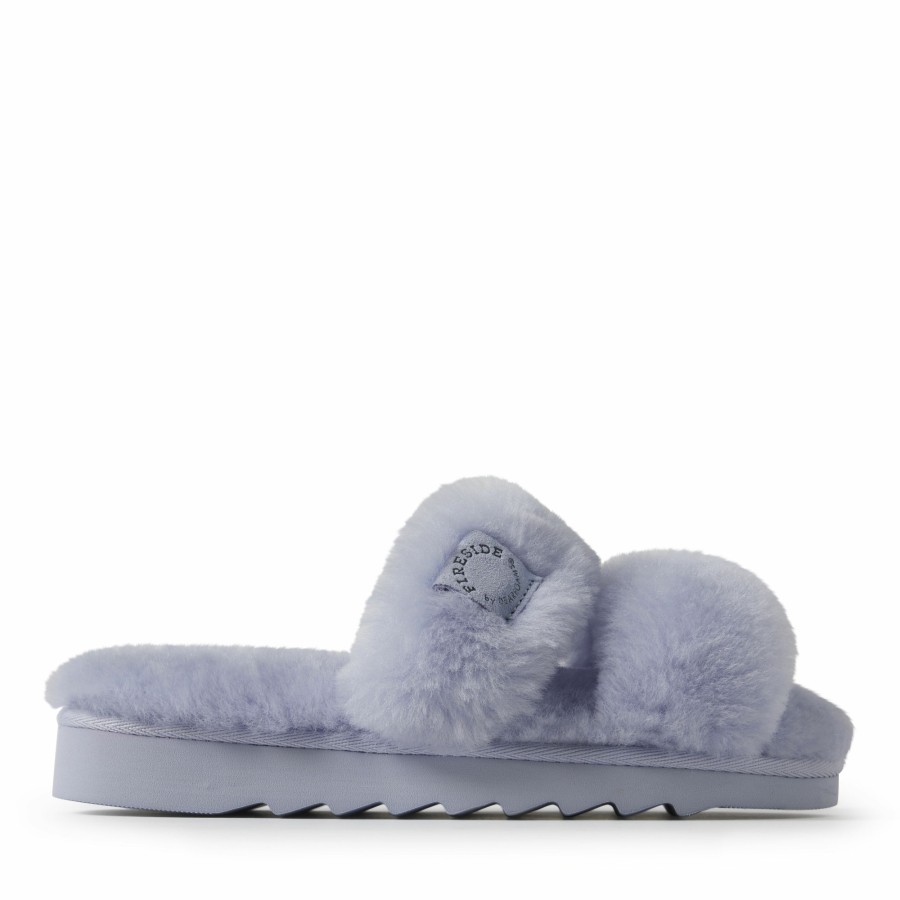 Women Dearfoams Slippers | Women'S Fireside By Dearfoams Benalla Shearling Double Band Slide