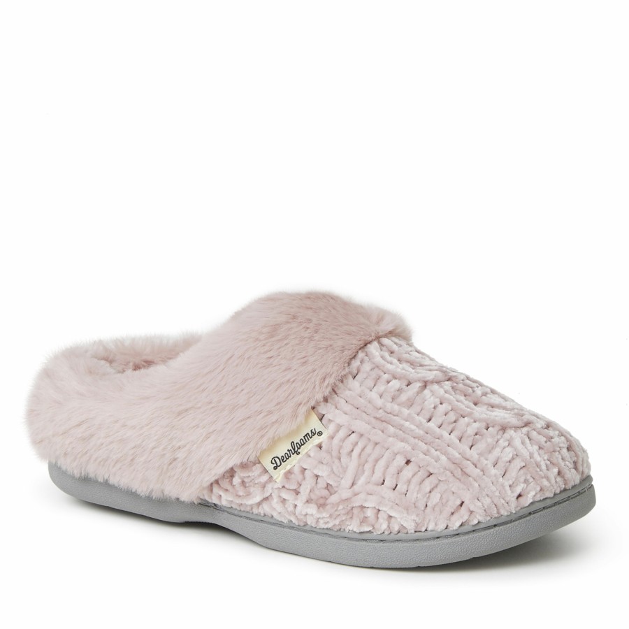 Women Dearfoams Clog & Scuff Slippers | Women'S Claire Cable Knit Chenille Clog