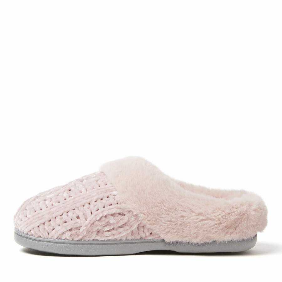 Women Dearfoams Clog & Scuff Slippers | Women'S Claire Cable Knit Chenille Clog